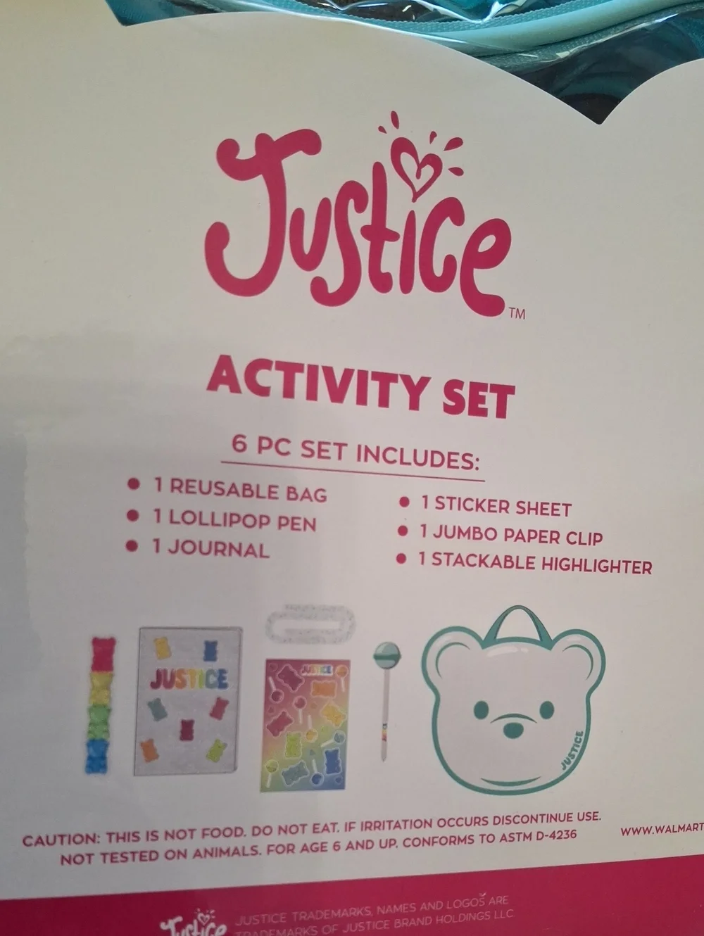Justice Pastel Gummy Bear Glitter Stationery Set